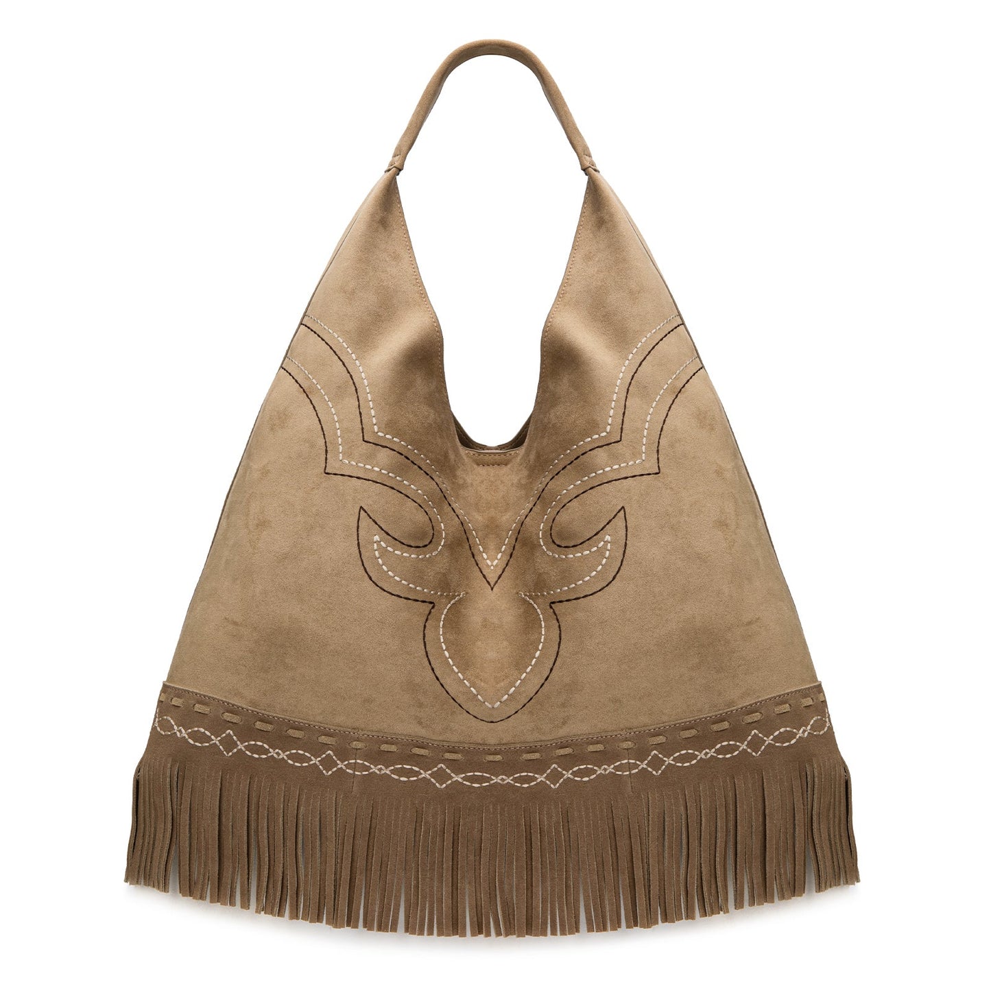 MW1341-9182   Montana West Boot Stitch Fringe Large Hobo Bag