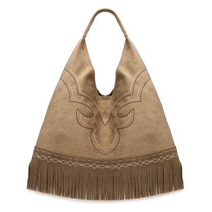 MW1341-9182   Montana West Boot Stitch Fringe Large Hobo Bag
