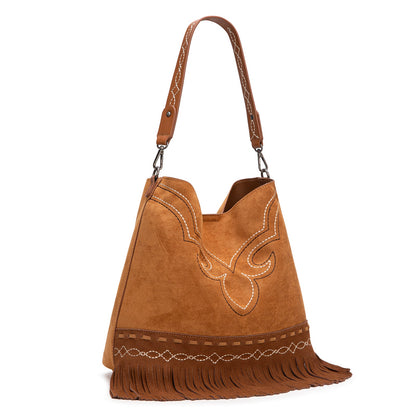 MW1341-918  Montana West Boot Stitch Fringe Hobo Bag
