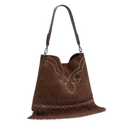 MW1341-918  Montana West Boot Stitch Fringe Hobo Bag