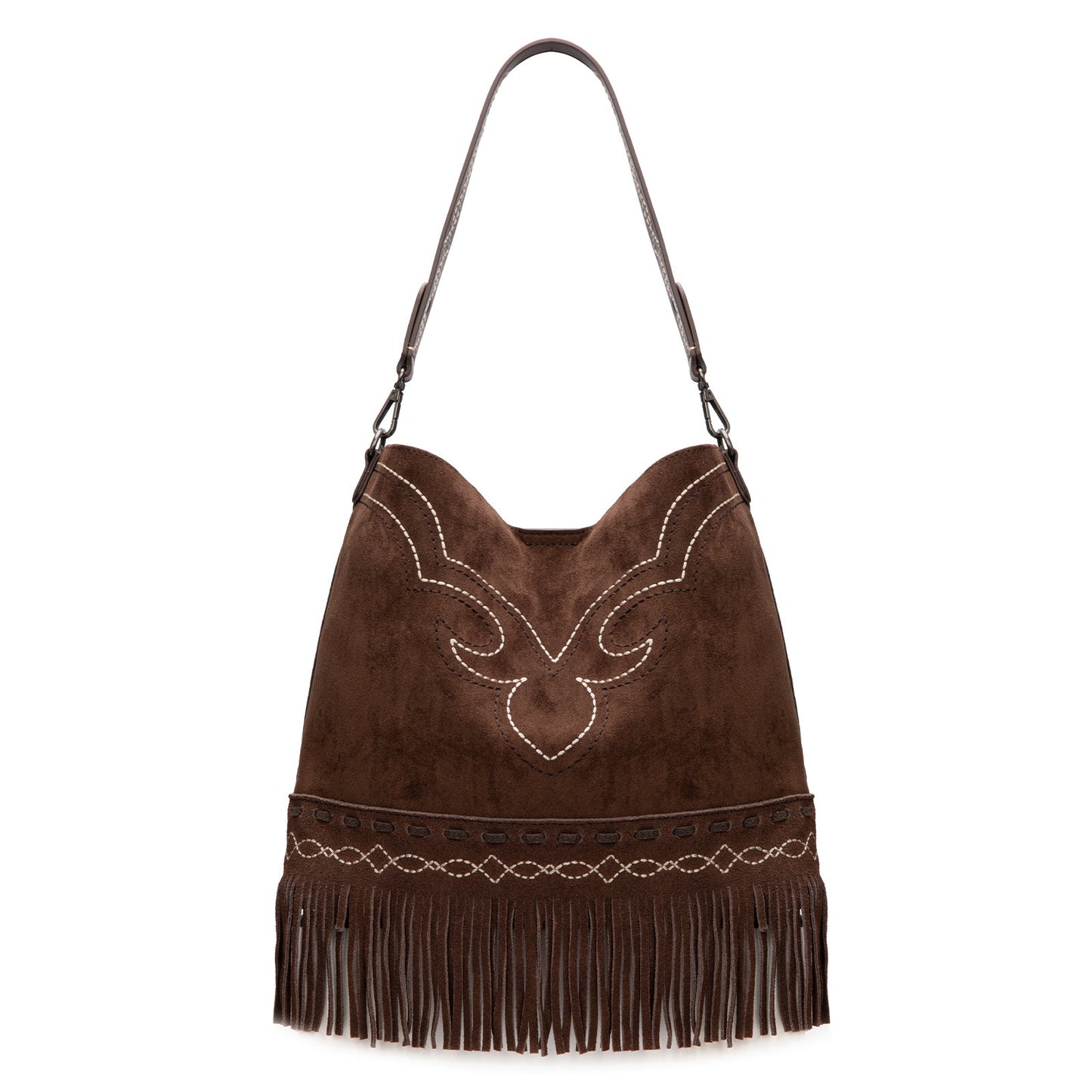 MW1341-918  Montana West Boot Stitch Fringe Hobo Bag