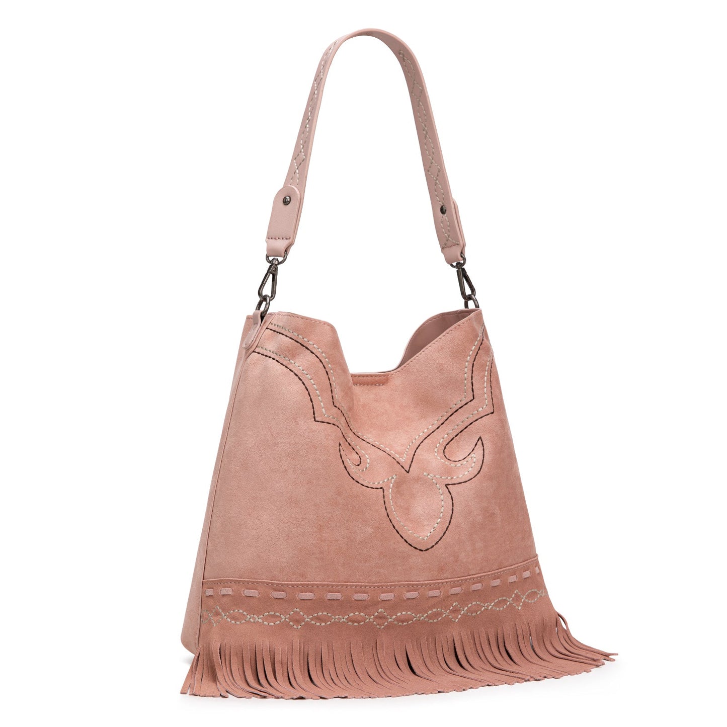MW1341-918  Montana West Boot Stitch Fringe Hobo Bag