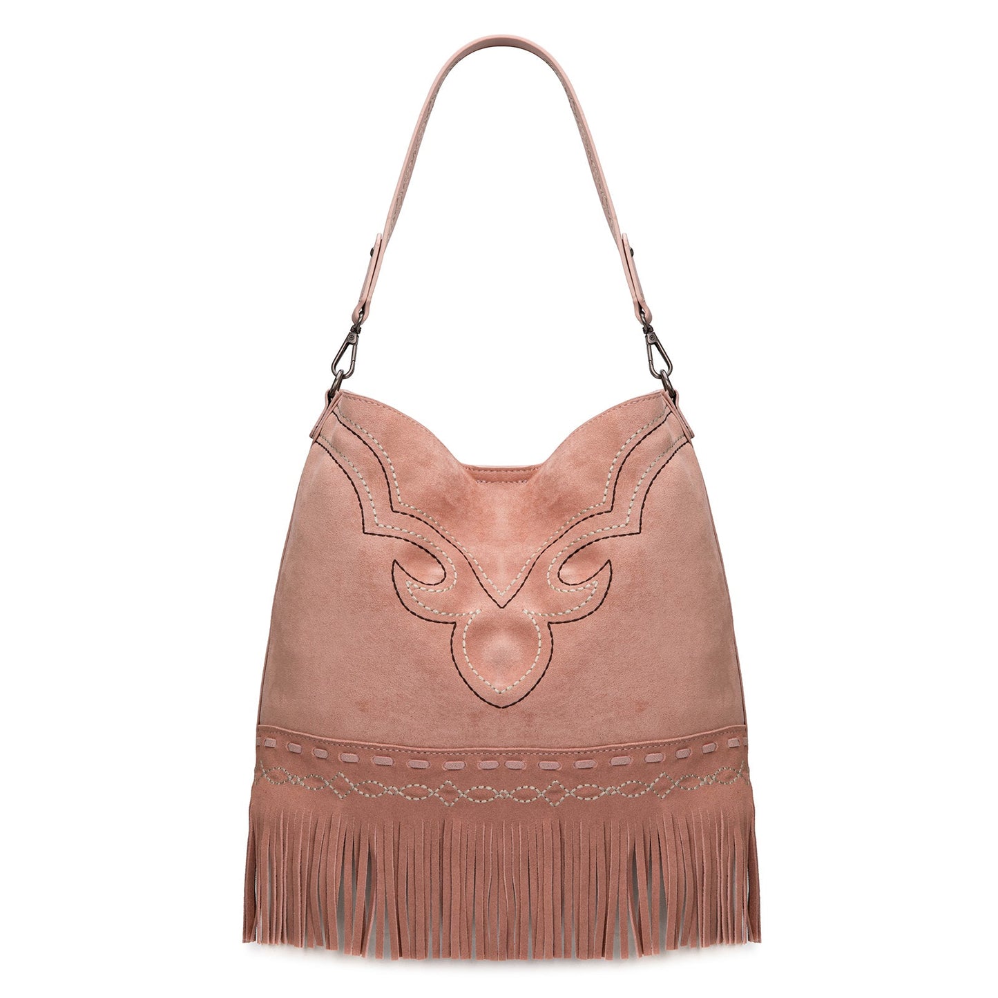 MW1341-918  Montana West Boot Stitch Fringe Hobo Bag