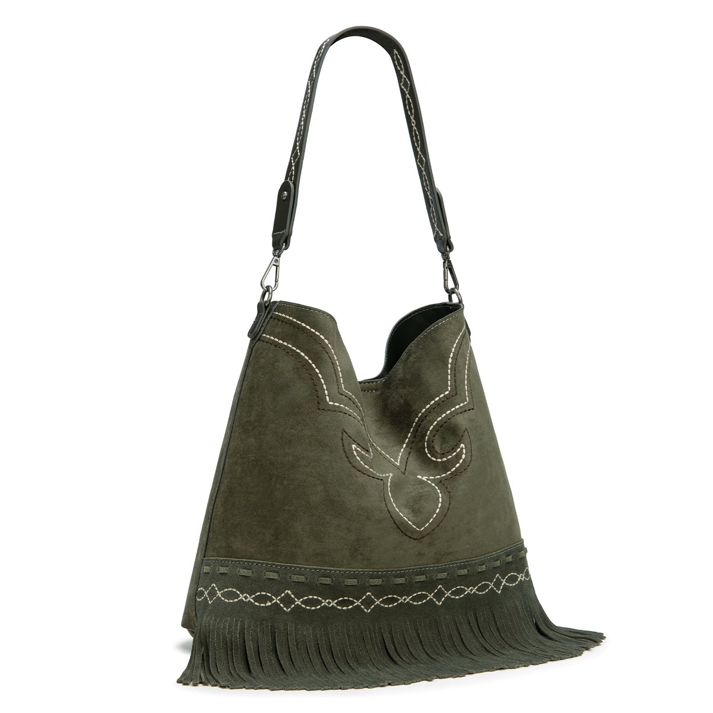 MW1341-918  Montana West Boot Stitch Fringe Hobo Bag