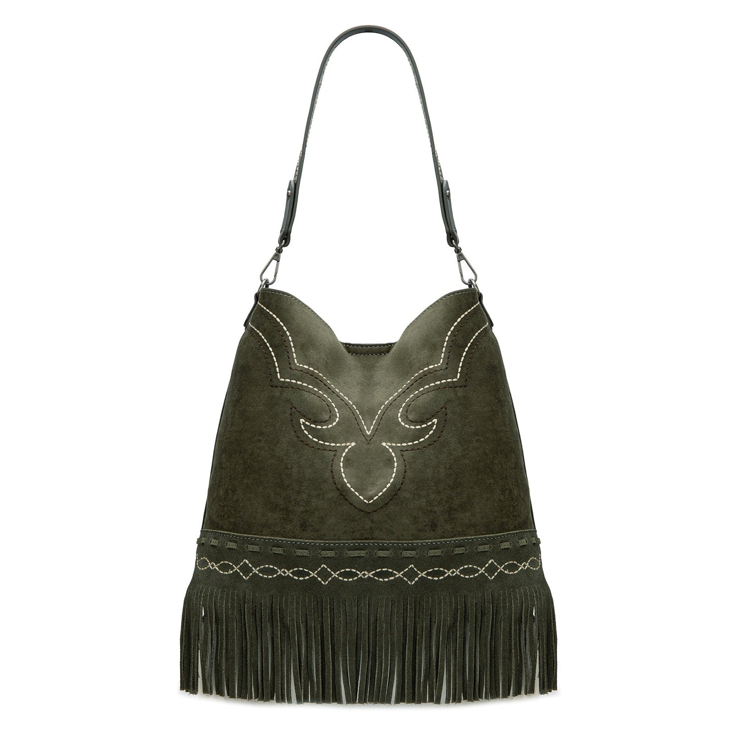 MW1341-918  Montana West Boot Stitch Fringe Hobo Bag