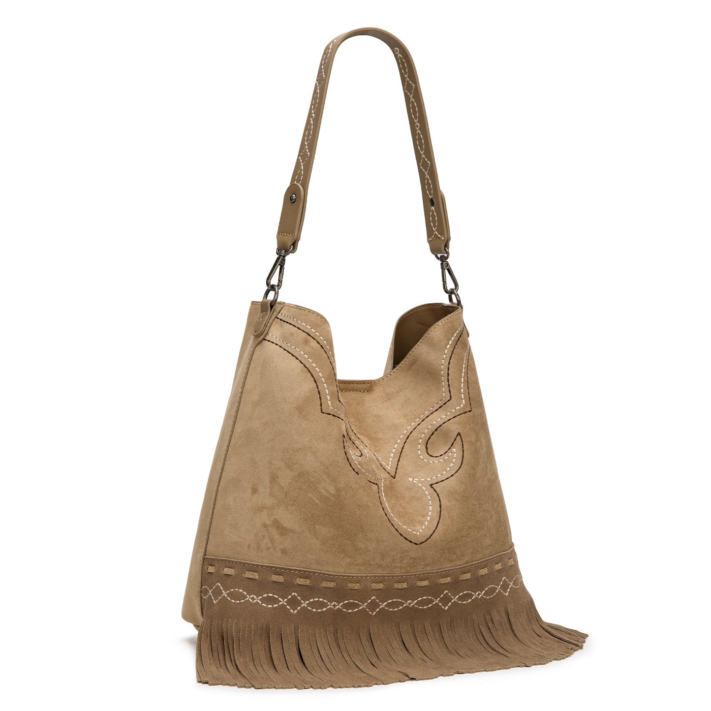 MW1341-918  Montana West Boot Stitch Fringe Hobo Bag
