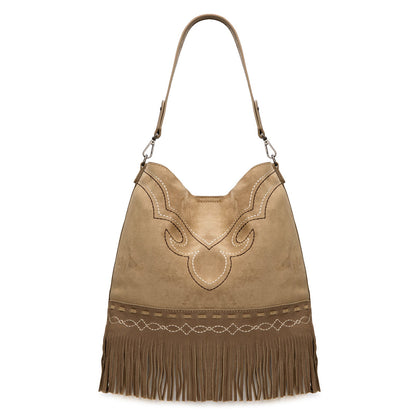 MW1341-918  Montana West Boot Stitch Fringe Hobo Bag