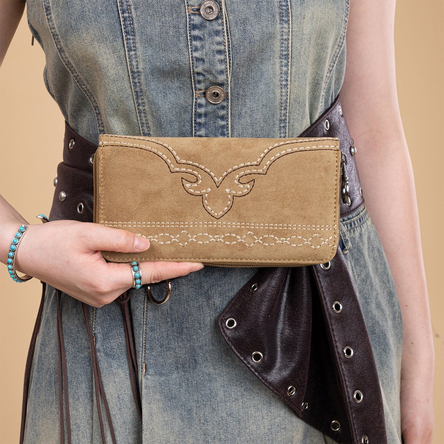 MW1341-W022   Montana West Boot Stitch Wallet