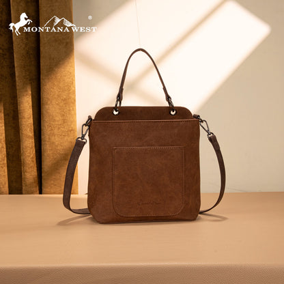 MW1344-8319 Montana West Embroidered Boot Scroll Top Handle Crossbody With Coin Pouch