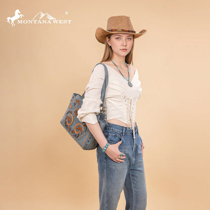 MW1348-8250  Montana West Embroidered Tote Bag