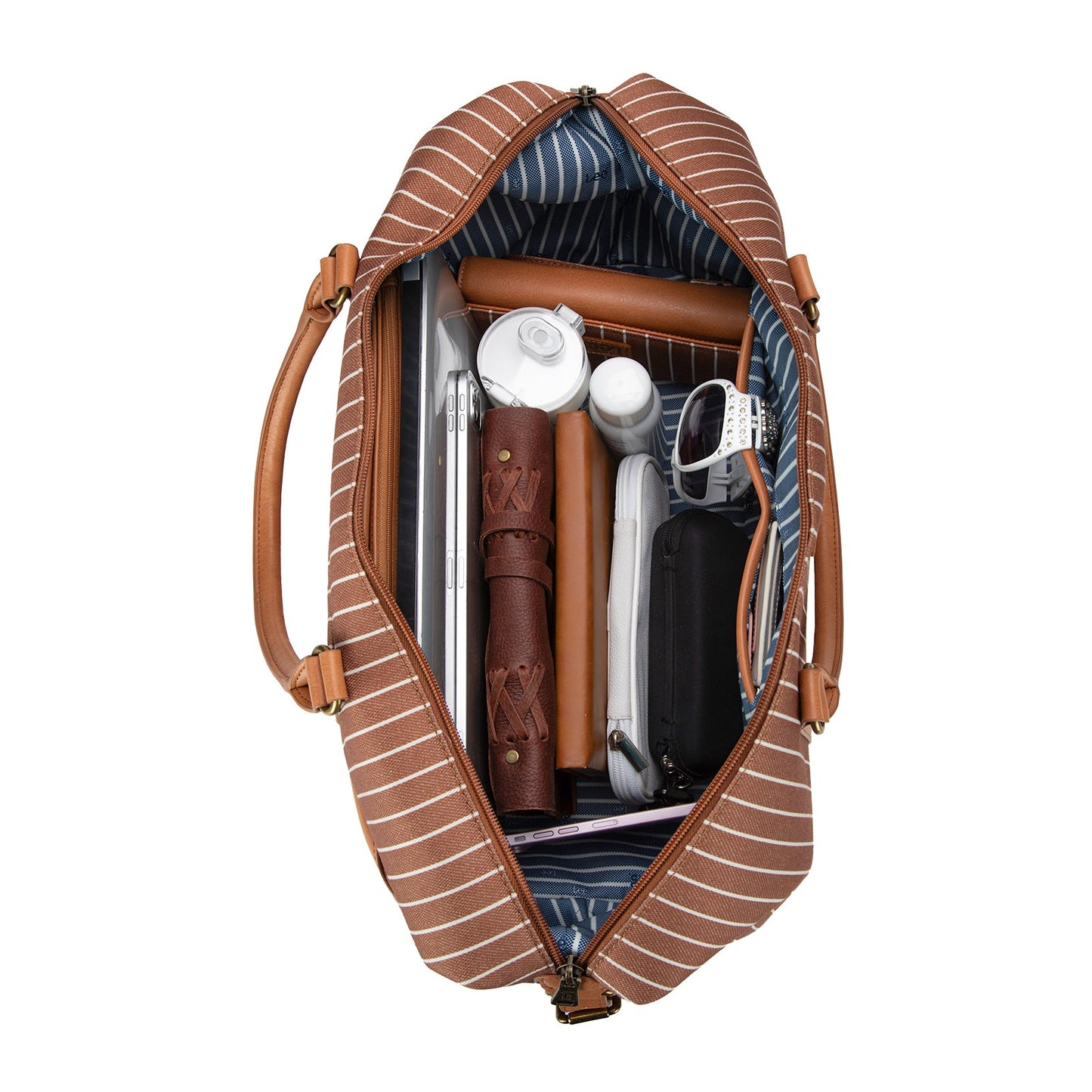 LEE56-001  LEE Striped Collection Canvas Duffle Bag