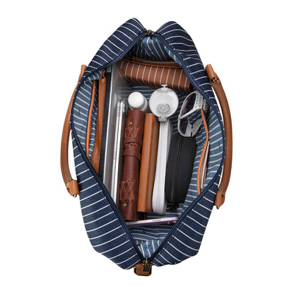 LEE56-001  LEE Striped Collection Canvas Duffle Bag