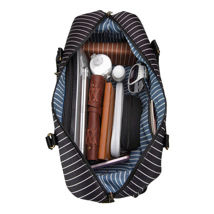 LEE56-001  LEE Striped Collection Canvas Duffle Bag