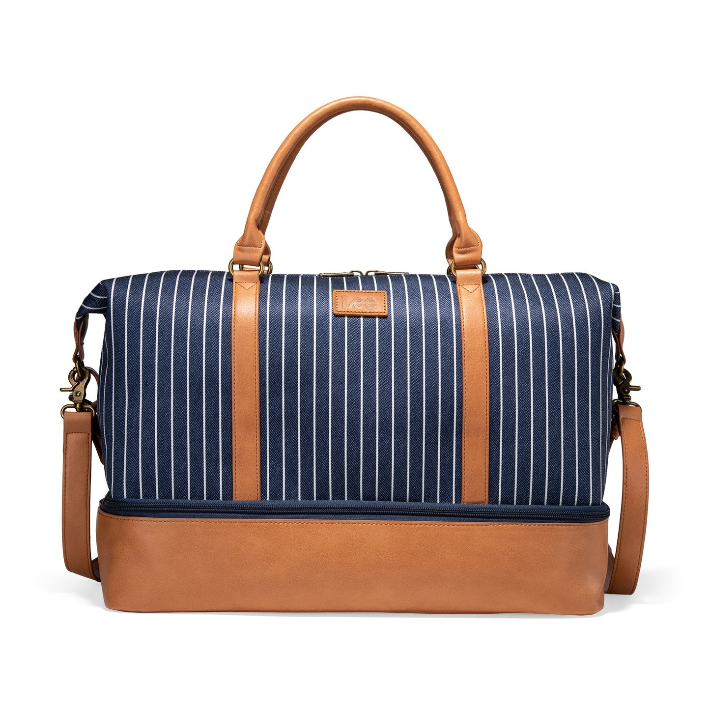 LEE56-001  LEE Striped Collection Canvas Duffle Bag