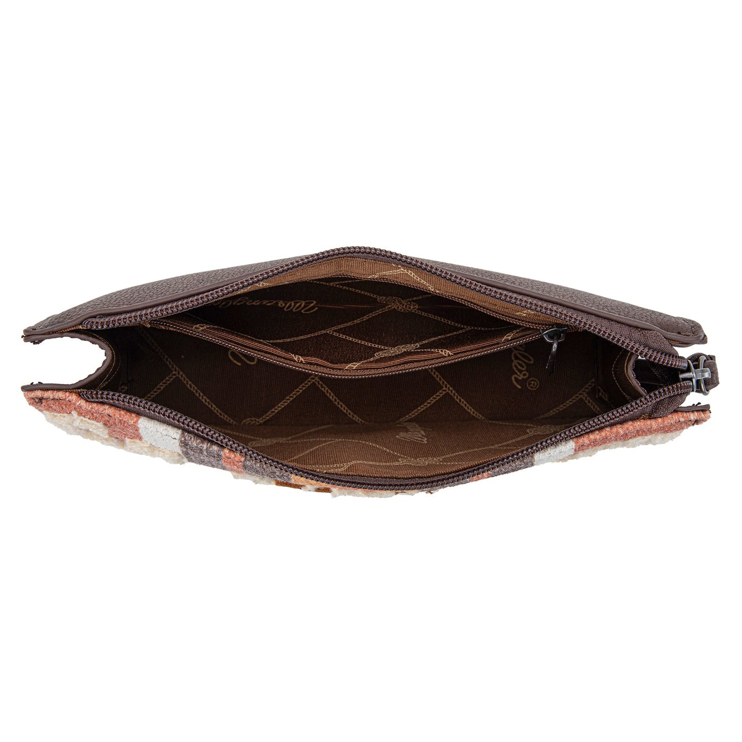 WG275-181  Wrangler Sherpa Aztec Canvas  Clutch -Coffee