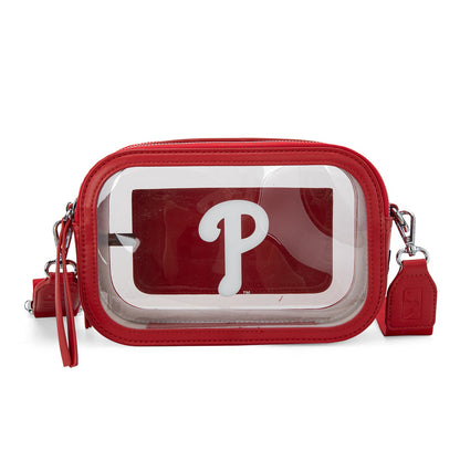 MLB-PP109RD  MLB Philadelphia Phillies Team Clear Crossbody Bag/Stadium Bag - Red