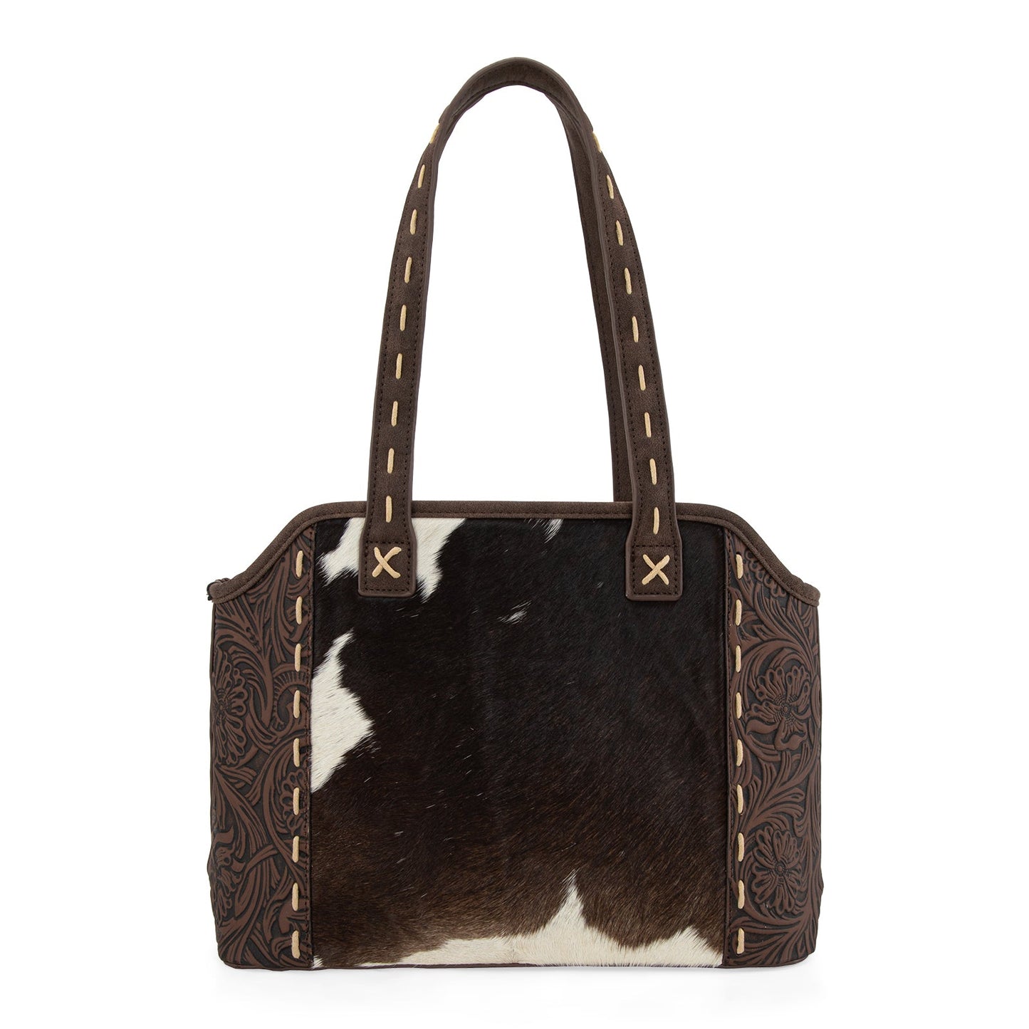 TR199G-8260  Trinity Ranch Genuine Hair-On Cowhide Tooled Concealed Carry Tote