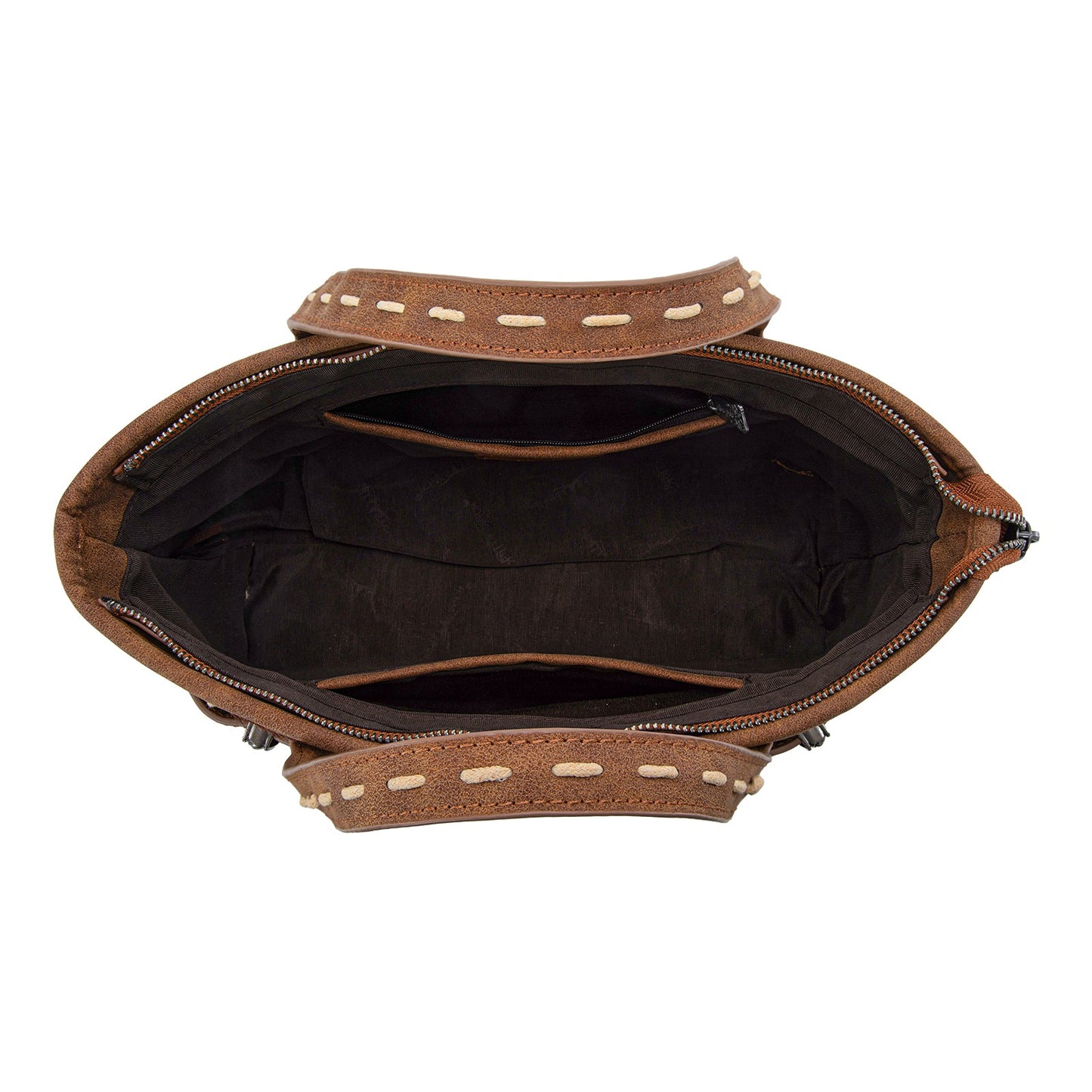 TR199-8122  Trinity Ranch Genuine Hair-On Cowhide Tooled Tote/Crossbody