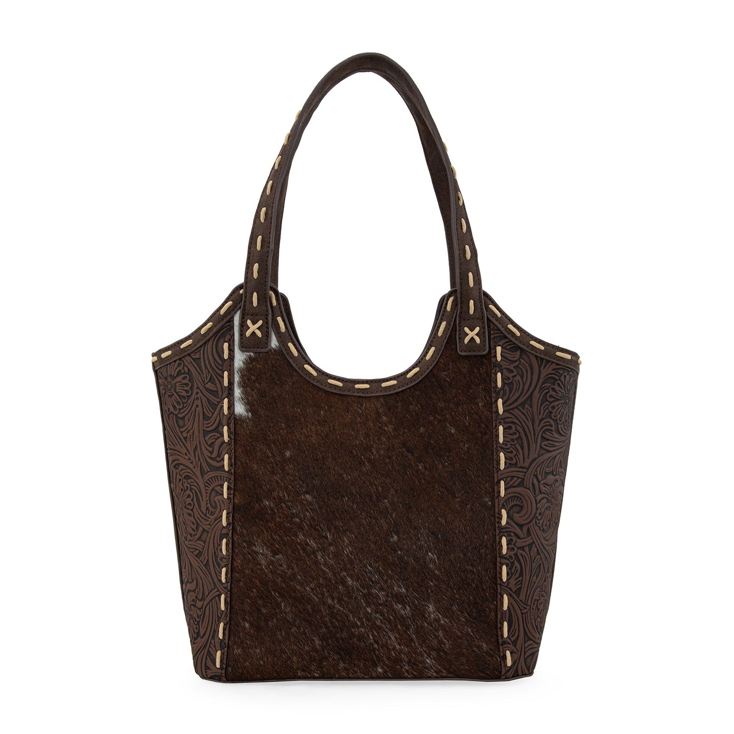 TR199G-8250  Trinity Ranch Genuine Hair-On Cowhide Tooled Concealed Carry Tote