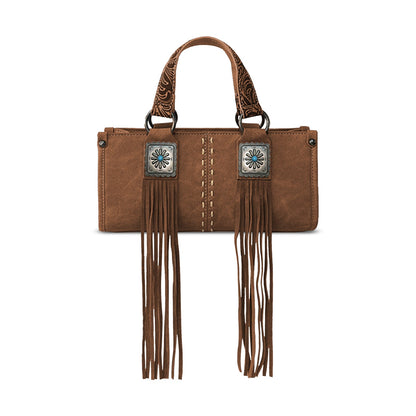 MW1351-888 Montana West Western Fringe Concho Collection Mini Crossbody Bag  -Brown