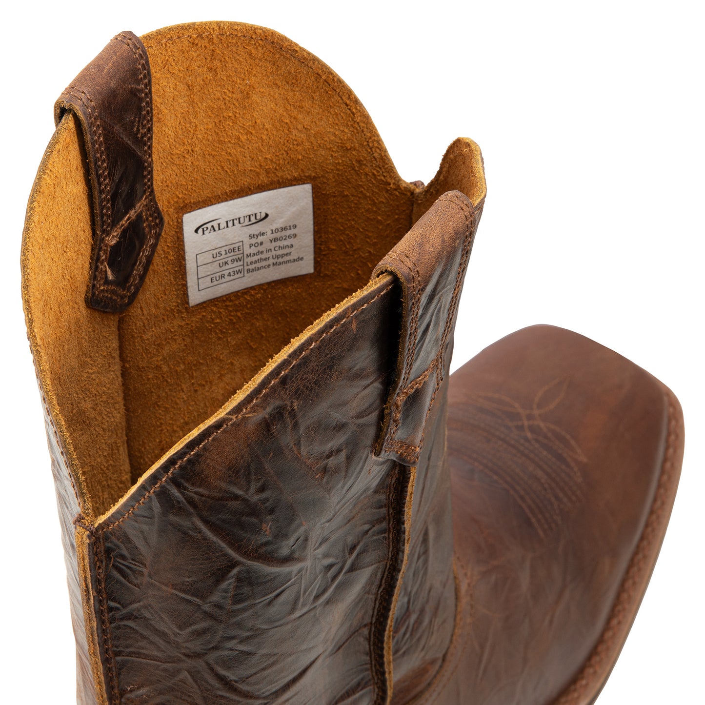 Palitutu RANGER Men's Western Cowboy Boots - Full Grain Leather, Square Toe PLT103619