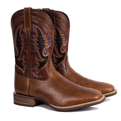 Palitutu CALVIN Men's Western Cowboy Boots - Full Grain Leather, Square Toe PLT103603