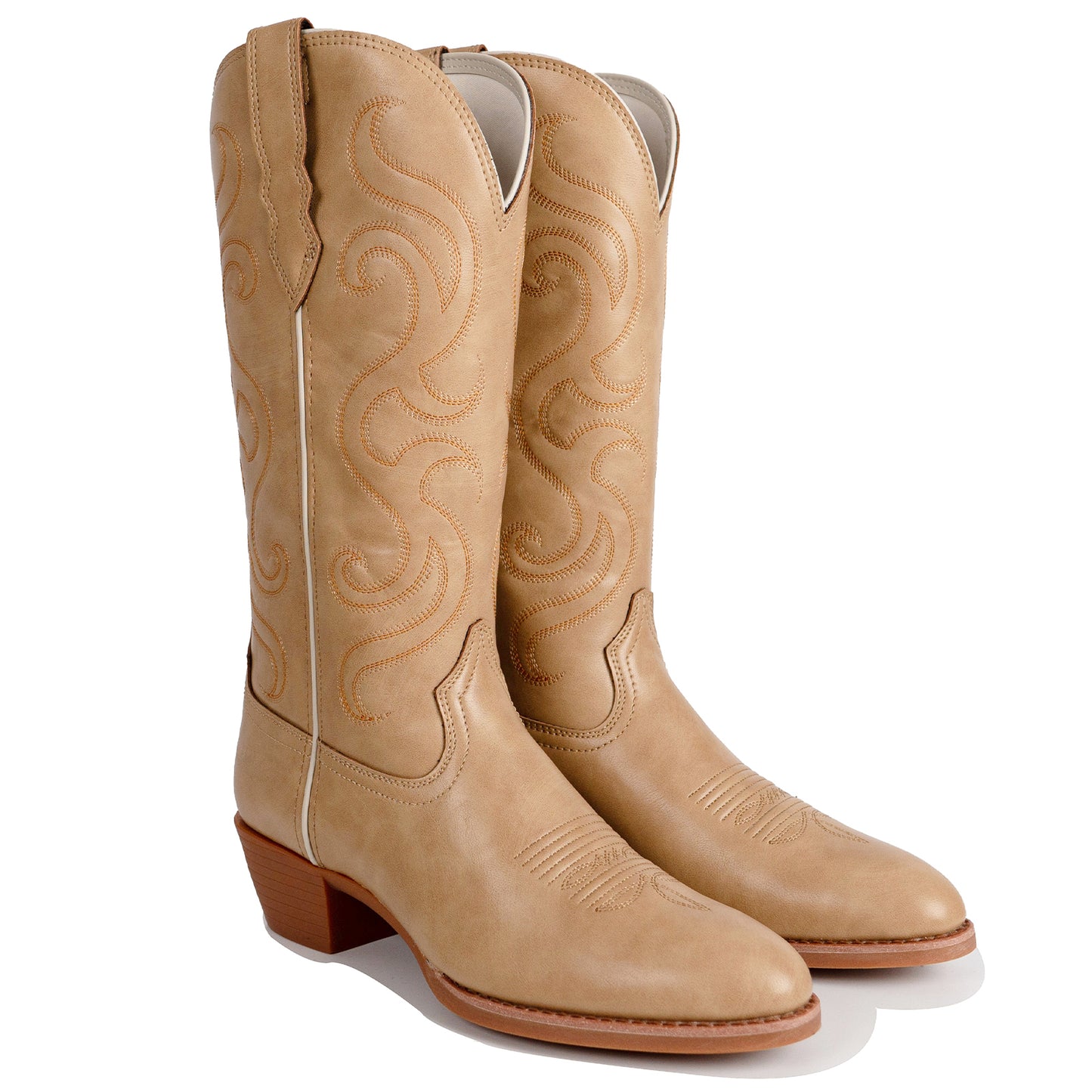 Palitutu ELLA Women's Western Cowgirl Boots - High-Grade Synthetic Leather, Round Toe PLT703602B