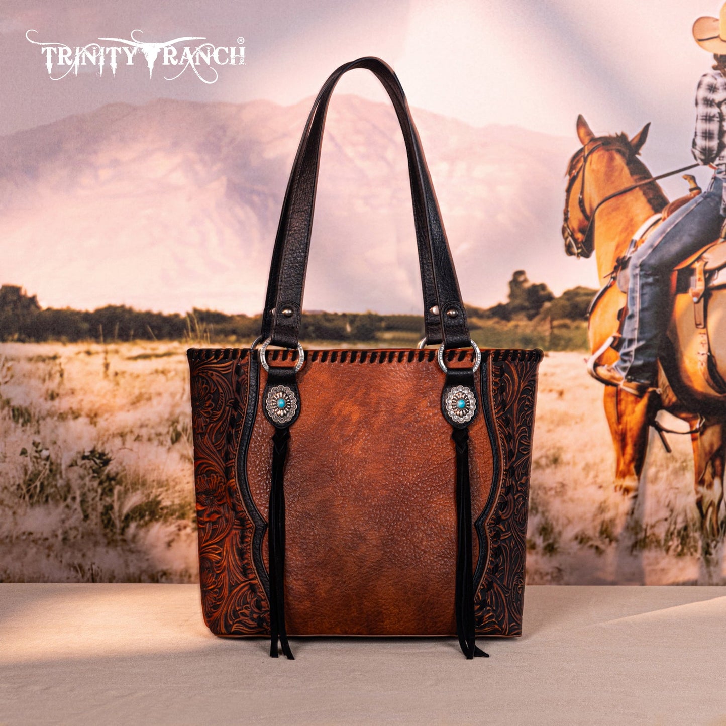 TR192G-8317  Trinity Ranch Concho Collection Concealed Carry Tote