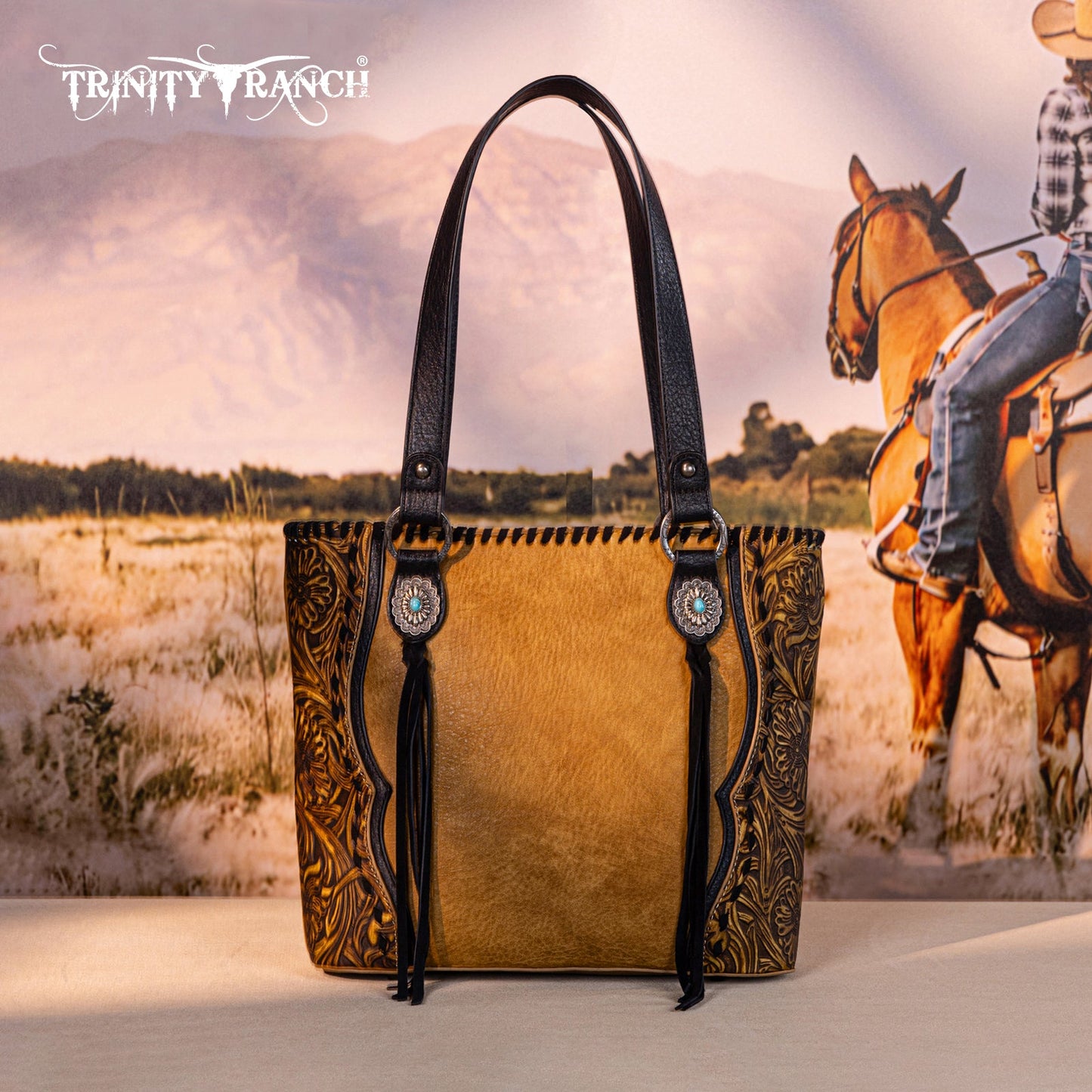 TR192G-8317  Trinity Ranch Concho Collection Concealed Carry Tote