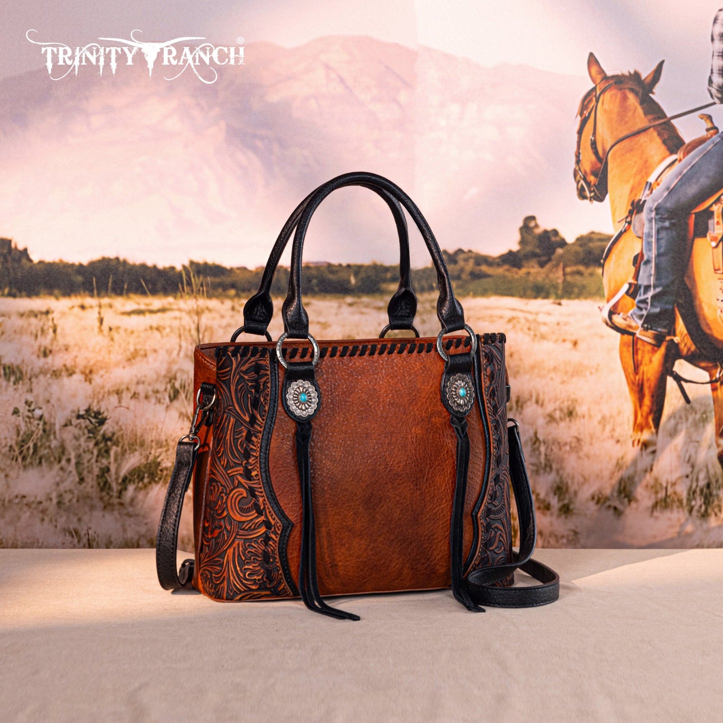 TR192G-8322  Trinity Ranch Concho Collection Tote/Crossbody