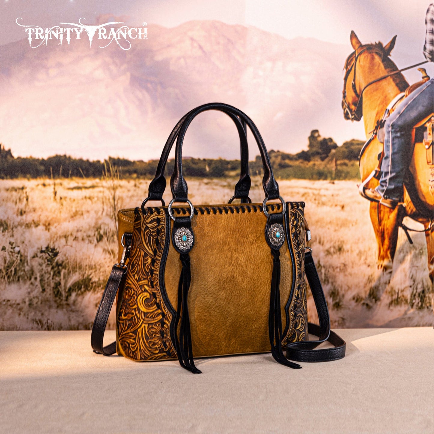 TR192G-8322  Trinity Ranch Concho Collection Tote/Crossbody