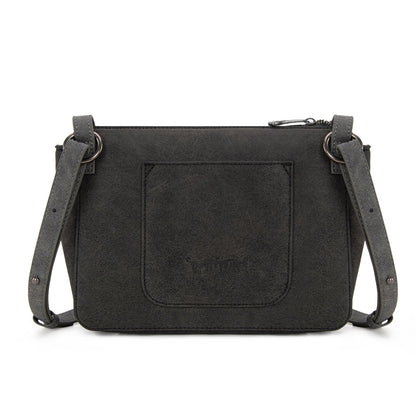 TR196-8287  Trinity Ranch Aztec Tooled Fringe Crossbody