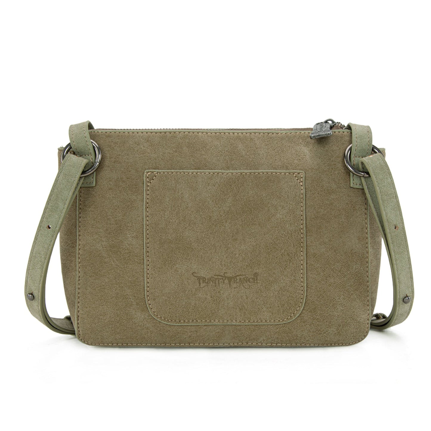 TR196-8287  Trinity Ranch Aztec Tooled Fringe Crossbody