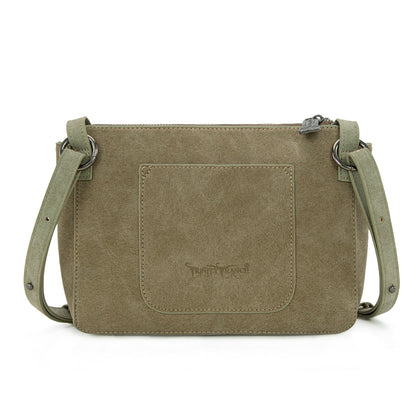 TR196-8287  Trinity Ranch Aztec Tooled Fringe Crossbody
