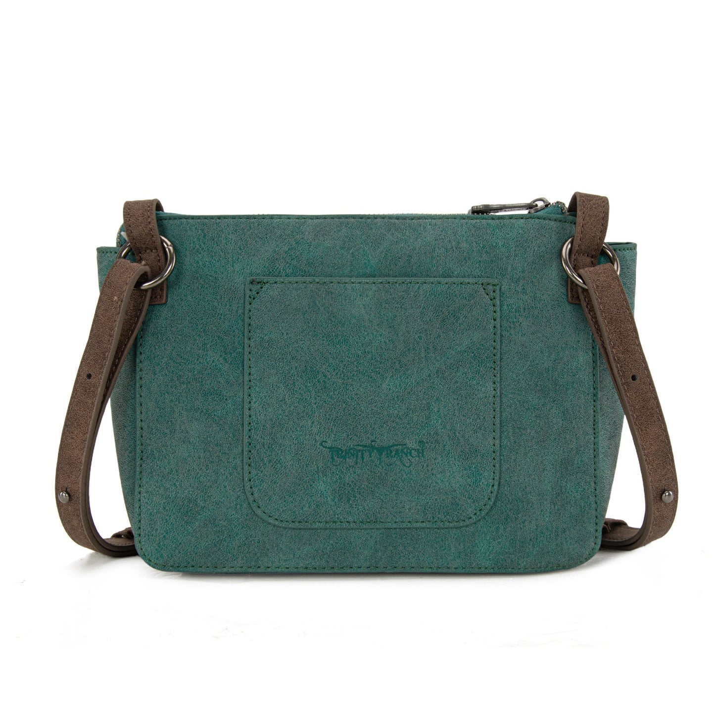 TR196-8287  Trinity Ranch Aztec Tooled Fringe Crossbody