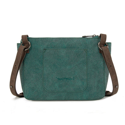 TR196-8287  Trinity Ranch Aztec Tooled Fringe Crossbody