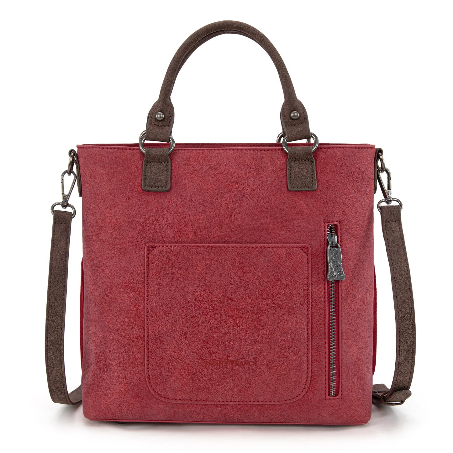 TR196G-8260  Trinity Ranch  Aztec Tooled Fringe Concealed Carry Tote/Crossbody