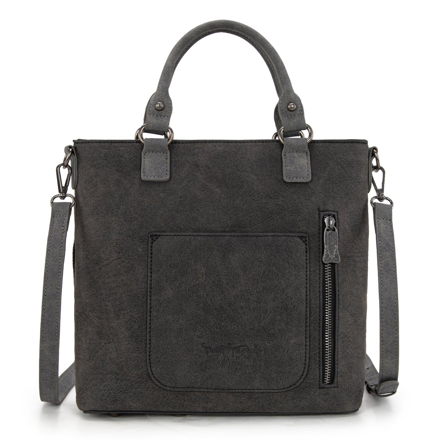TR196G-8260  Trinity Ranch  Aztec Tooled Fringe Concealed Carry Tote/Crossbody