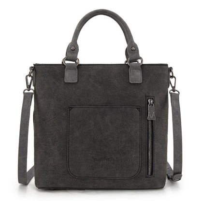 TR196G-8260  Trinity Ranch  Aztec Tooled Fringe Concealed Carry Tote/Crossbody