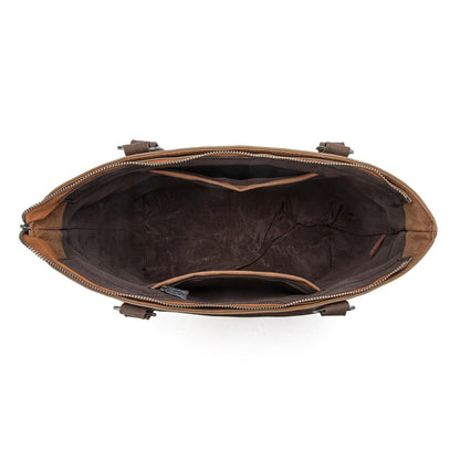 TR196G-8317  Trinity Ranch  Aztec Tooled Fringe Concealed Carry Tote