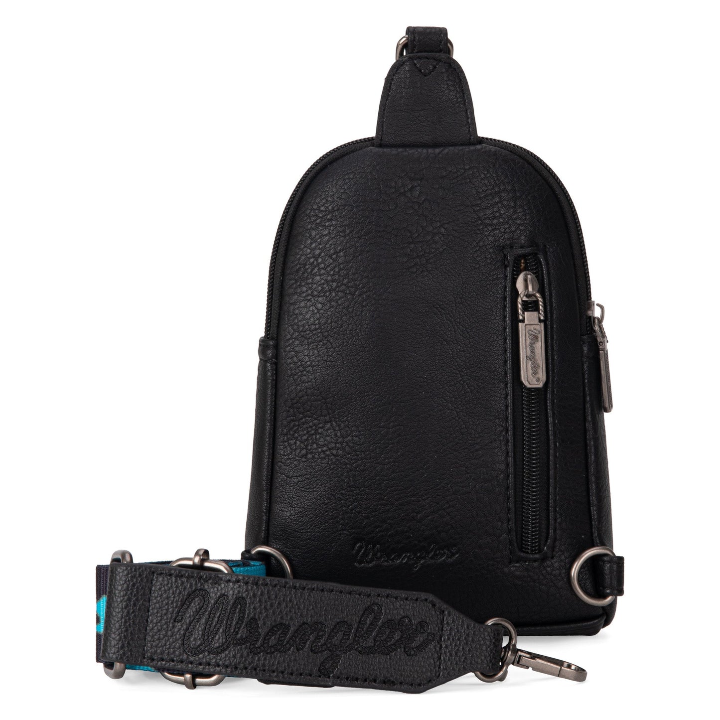 WG133-210  Wrangler Cow  Print Crossbody Sling Chest Bag  -Turquoise
