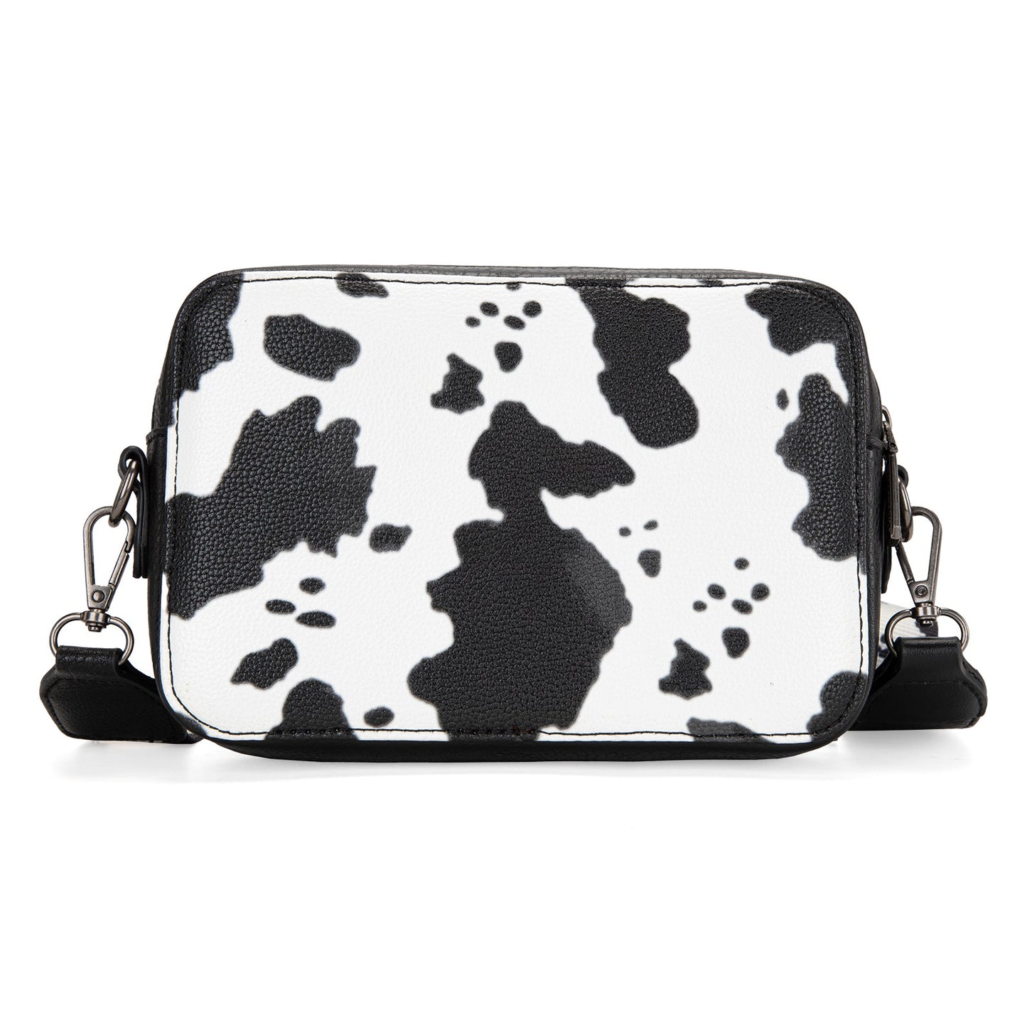 WG133-3003  Wrangler Cow Print Crossbody Purse With Wallet Compartment - Black