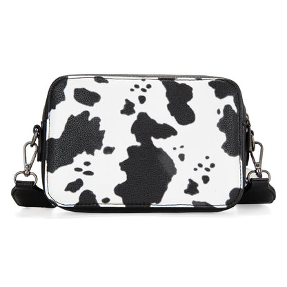 WG133-3003  Wrangler Cow Print Crossbody Purse With Wallet Compartment - Black