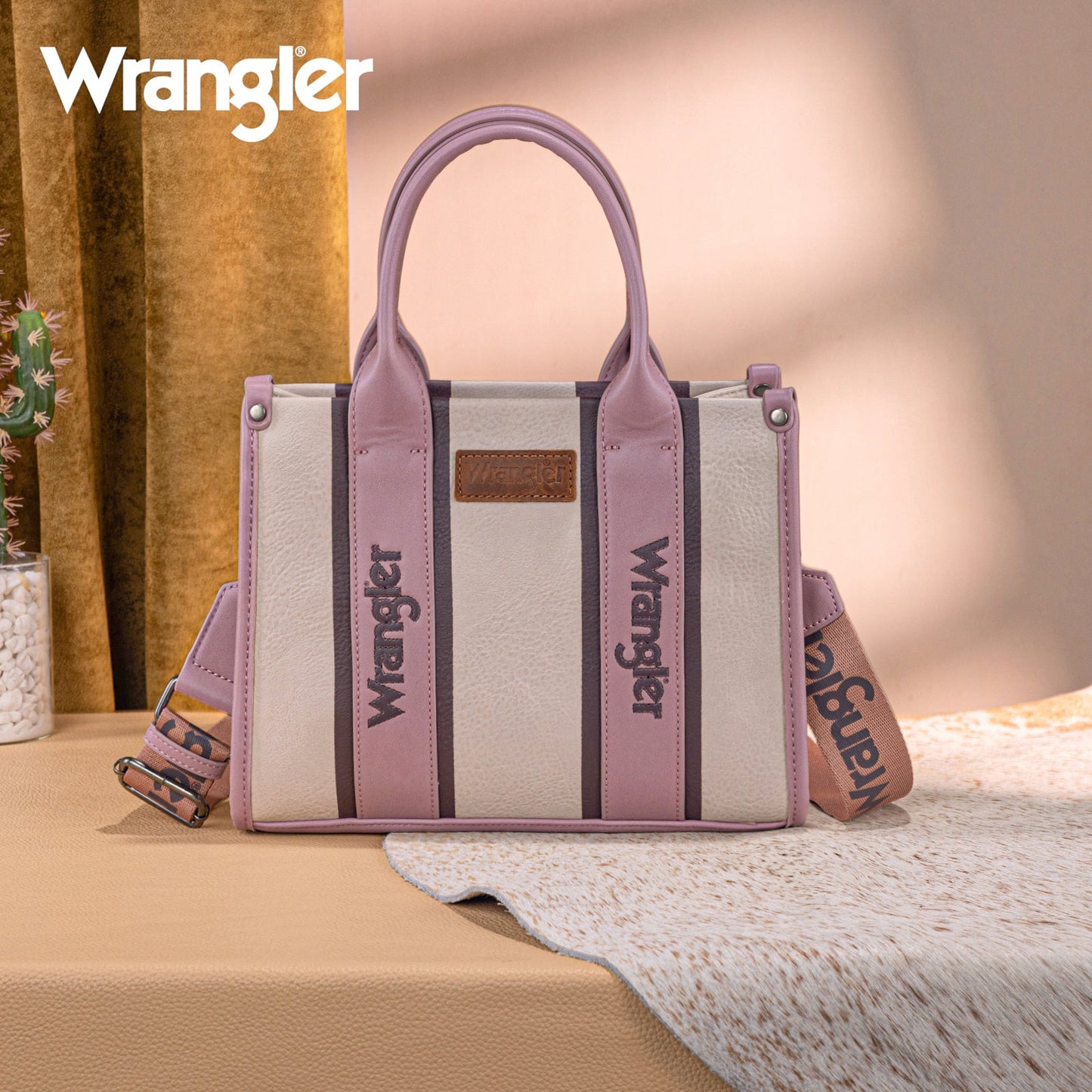 WG208-8120SDPK   Wrangler Color Block Tote/Crossbody - Dark Pink