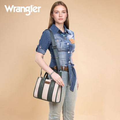 WG208-8120SGN   Wrangler Color Block Tote/Crossbody - Green