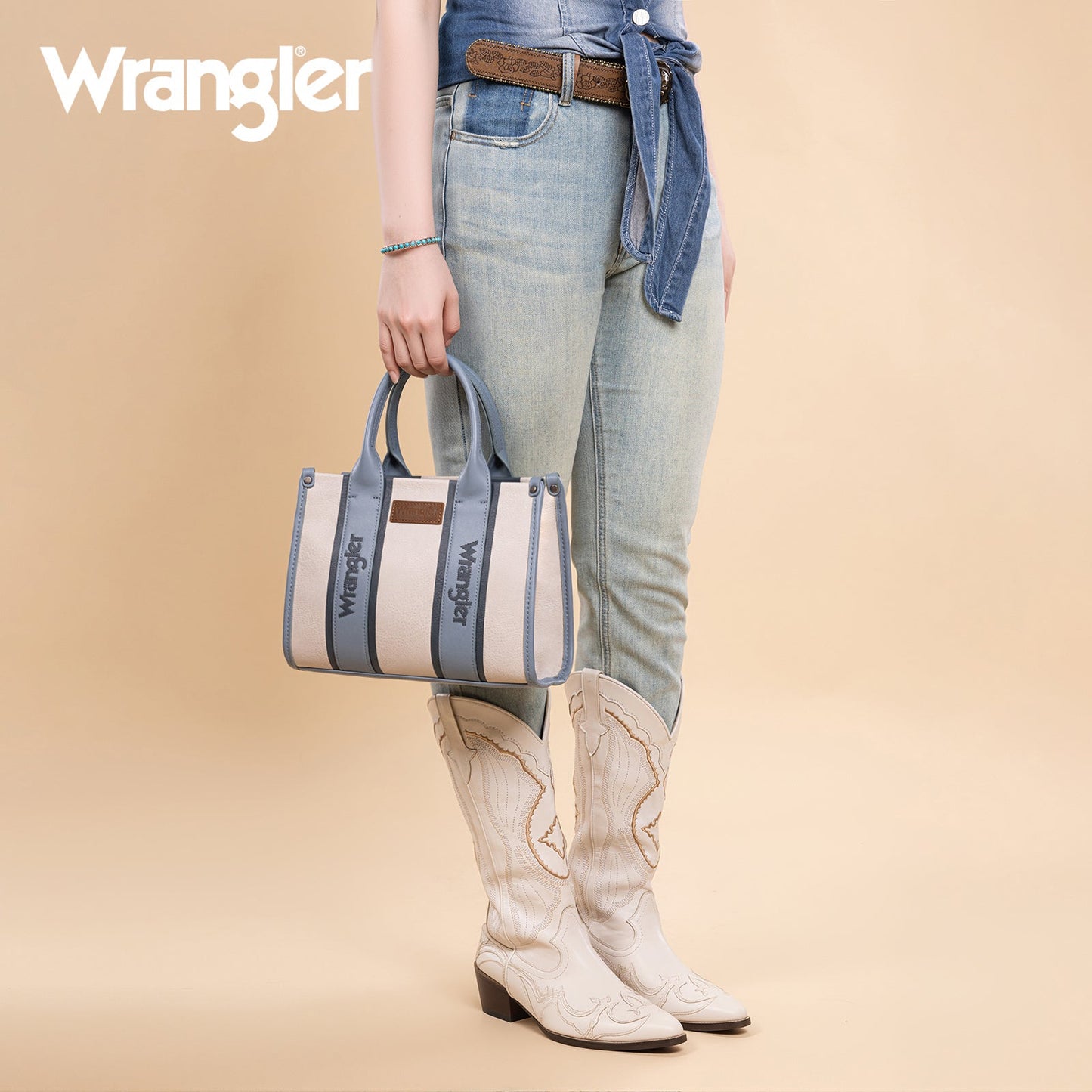 WG208-8120SJN   Wrangler Color Block Tote/Crossbody - Jean