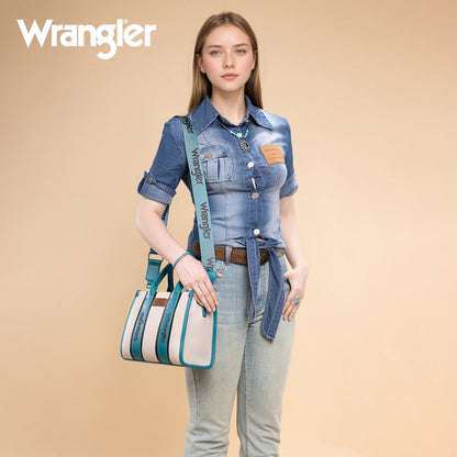WG208-8120STQ   Wrangler Color Block Tote/Crossbody - Turquoise