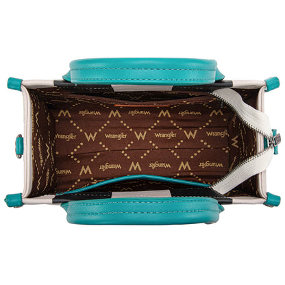 WG208-8120STQ   Wrangler Color Block Tote/Crossbody - Turquoise