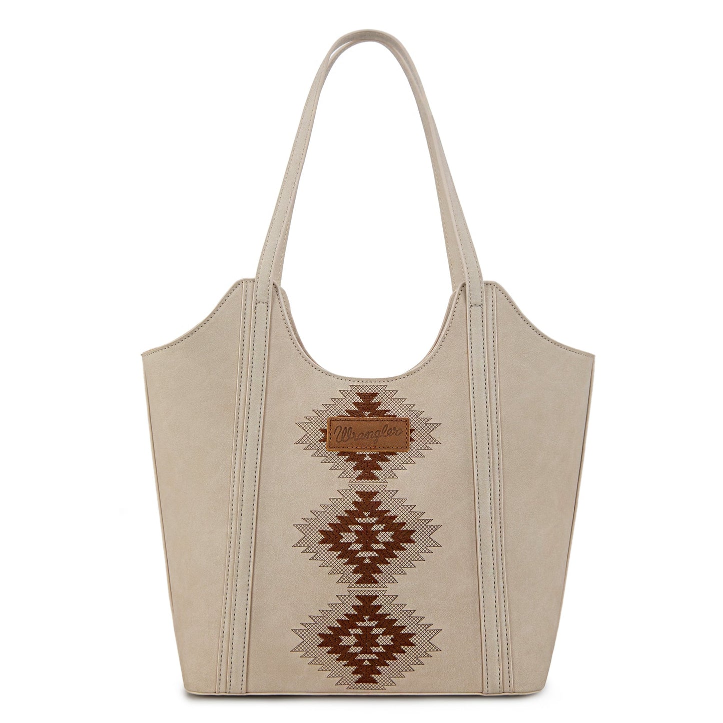WG218-8250  Wrangler Aztec Embroidered Tote Bag- Beige