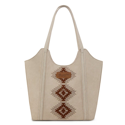 WG218-8250  Wrangler Aztec Embroidered Tote Bag- Beige